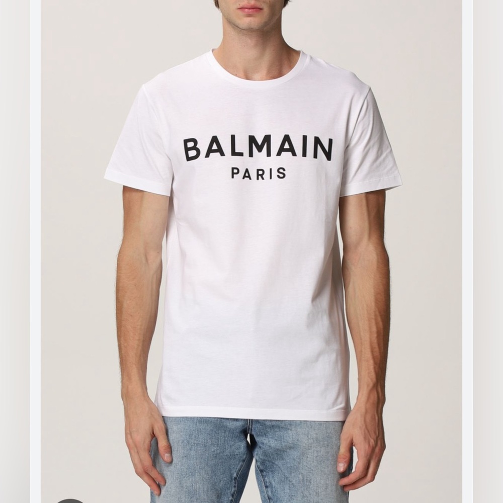 BALMAIN men white t shirt , sz XXL runs small